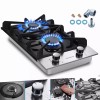 Eascookchef 2-Burners 12inch Gas Cooktop Eascookchef Tempered Glass NG/LPG Convertible