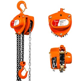 YATOINTO Chain Hoist 1 Ton(2200Lbs) Capacity 10 FT Manual Hand Lift Steel Chain Block Hoist with 2 Heavy Duty Hooks Industrial Grade Steel Structures for Garages Automotive Machinery (1 Ton (2200lb))