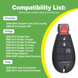 ATPSTOGO 2 New Replacement Remote Key Fob Tool Kit For 2008-2013 Jeep Grand Cherokee