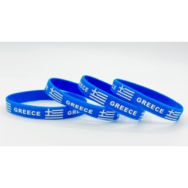 LLBFHH 4 Pcs Greece Greek Country Flag Rubber Bracelets, National Flag Silicone Bracelet, Rubber Wristbands Patriotic Decorations Gift