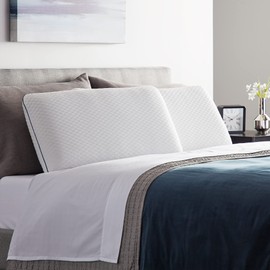 Weekender Gel Memory Foam Pillow – Cooling & Ventilated - 2 Pack King Size - Premium Washable Cover White, Blue