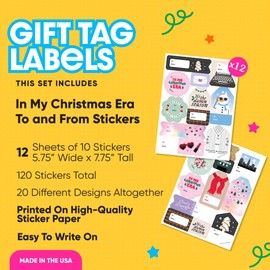 Big Dot of Happiness In My Christmas Era To and From Stickers, Assorted Holiday Gift Tag Labels, Concert Xmas Gift Labels, To and From Christmas Gift Stickers, 12 Sheets, 120 Stickers