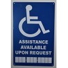 Assistance Available Upon Request with Phone Number Sign (Blue,Aluminium, 9x14)-The