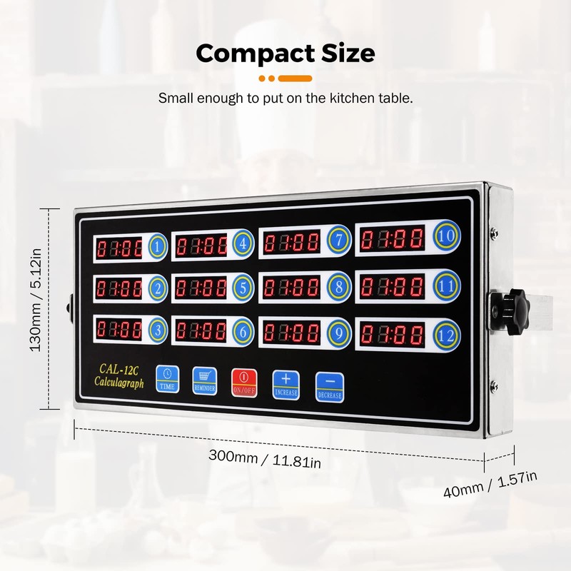 BEAMNOVA 12 Channels Digital Kitchen Timer for Cooking Loud Alarm