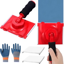 MZSX Multifunctional Paint Edging Tool, with 2 Replacement Pads and 1 Pair Rubber Gloves, Paint Edge Cutter for DIY Painting, Edge Cutter with Long Handle, Cutting Tools for Painting Walls