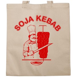 Shirtracer - Statement with saying - Soy Kebab logo vegan vegetarian - fabric bag made of cotton jute bag long handle, 1 natural white, Einheitsgröße
