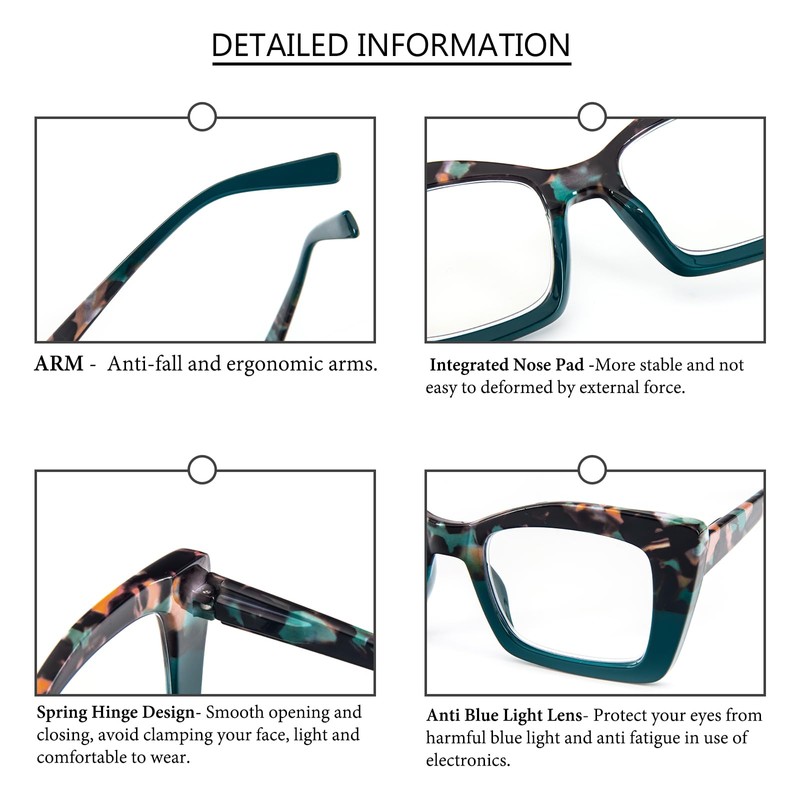 REAVEE 3 Pack Oversized Square Reading Glasses Oprah Style for