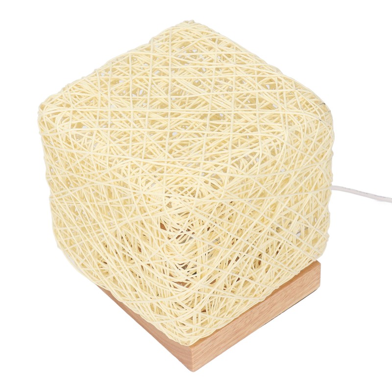 Rattan Table Lamp with LED Bulb USB Powered Decorative Hand
