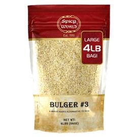 Spicy World Bulgur Coarse #3, 4 LB Bag | Excellent USA Grown Bulgur Wheat for Tabouleh | 100% Natural & Pure | Great for Vegan Recipes