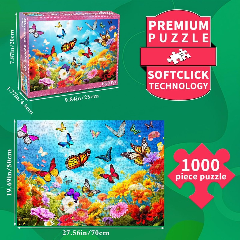 Puzzle 1000 Pieces Adult Puzzle Colourful Tile Game Flowers and
