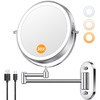 Auxmir 1X/30X Wall Mounted Makeup Mirror with Light, 8" Rechargeable