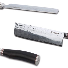 YOUSUNLONG Usuba Pro Nakiri Cleaver Vegetable 9 inch Japanese VG10 Super 67 Layer Damascus Steel Ebony Handle