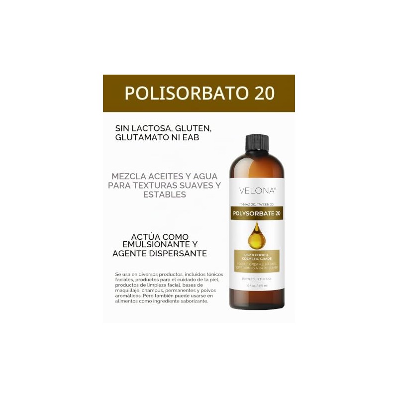 velona Polisorbato 20 - 16 onzas líquidas, grado alimenticio y