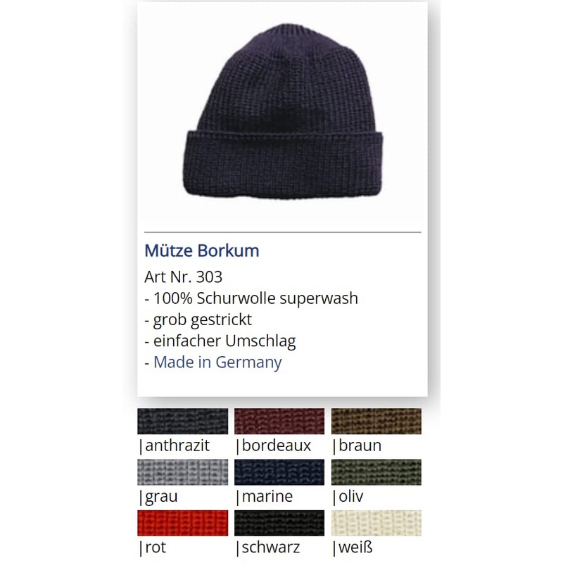 Leuchtfeuer Strickwaren Borkum 303 Beanie Chunky Knit Made in Germany,
