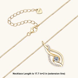 PROSTORY Moissanite Infinity Pendant Necklace for Women, 18K Gold Plated 925 Sterling Silver Love Necklace Birthday Dainty Infinity Knot Necklace Mom Wife Girlfriend Gift (Gold)