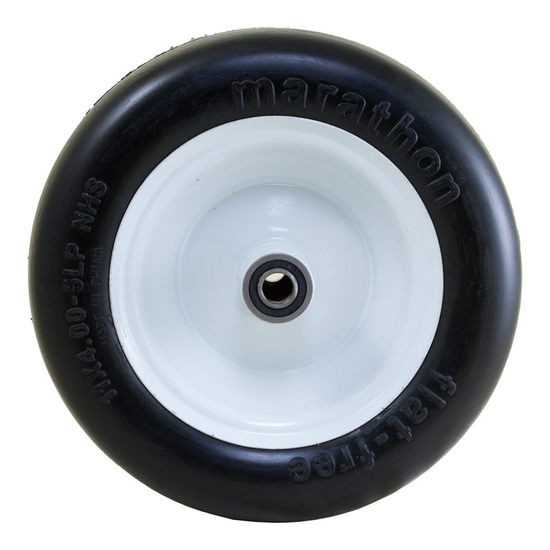Marathon 11x4.00-5" Flat Free Lawnmower Tire on Wheel, 5" Hub,