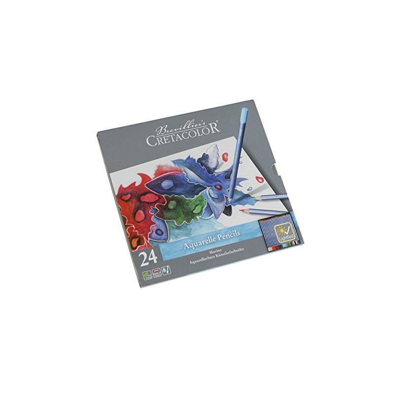 Cretacolor Marino Lightfast Watercolor Pencil Sets, 24-Pencil Set,Multi
