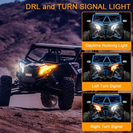 Tavaray X3 Fang Lights – LED White DRL & Amber Turn Signal, Street Legal Front Signature Accent Lights Compatible with Can Am Maverick X3 XDS XRS Max Turbo R 2017 2018 2019 2020 2021 2022 2023