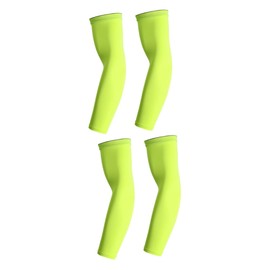 Healvian 2pairs Elbow Compression Sleeves Stretchy Sun Arm Guard Pads for Sports Training Breathable Elbow Support for Basketball Football Golf Fluorescent Green