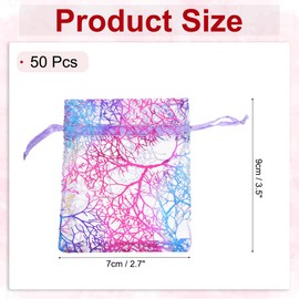 sourcing map Organza Bag 2.7" x 3.5", Sheer Colorful Coral Mesh Bags Drawstring Gift Bags Party Favor Bag Jewelry Pouches for Wedding Candy Valentines (Light Purple-Gold, Pack of 50)