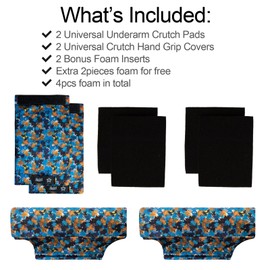 Crutch Pads and Hand Grip Covers-Crutch Accessories for Armpits and Hand Grips Underarm Machine Washable Breathable