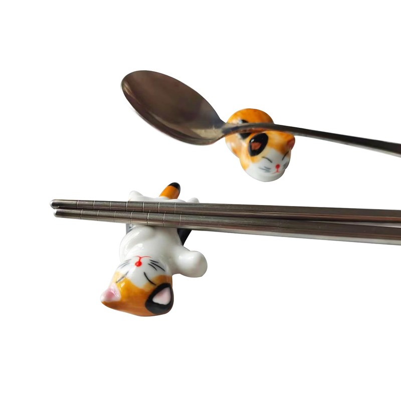 TRUEGOOD Cute Cat Chopsticks Rest Dinner Spoon Stand Knife Fork