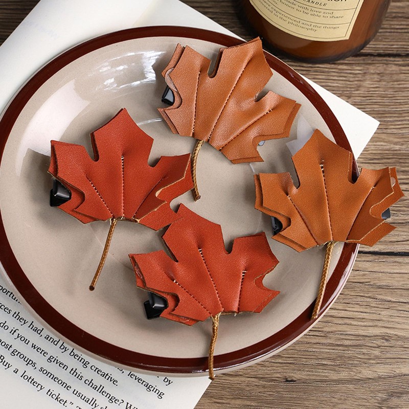 Maple Leaf Hair Clips PU Leather Artificial Leaf Fall Thanksgiving