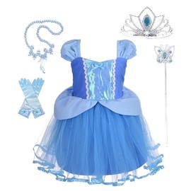 Lito Angels Princess Cinderella Fancy Dress Up Costume for Girls Kids Birthday Party Tulle Skirt with Accessories Age 2-3 Years 107