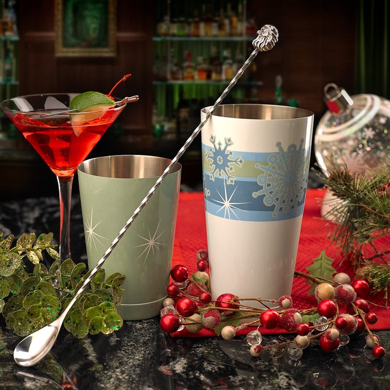 Barfly Holiday Snowflakes Cocktail Shaker Tin Set