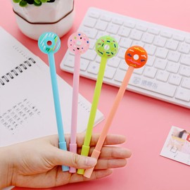 JKJF Pack of 8 Novelty Gel Ink Pen Doughnuts Gel Pen Cartoon Cute Gel Pen Fine Tip Rollerball Pen for School Office Stationery - 0.5 mm Black