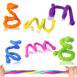 6 Pack Sensory Toys for Autism, Fidget Toys for Kids and Adults 25cm x 1.2cm, Twist and Fold Travel Toys for Toddlers on Plane, Quiet Stress Relief Toys for Special Needs