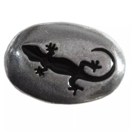 Lizard Pewter Pocket Stone NEW Animal Spirit Guide Lucky Charm 1.25" - US Made!