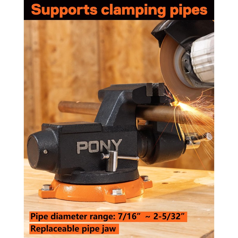 PONY 4 Inch Heavy Duty Bench Vise 4400LBS Clamping Force,
