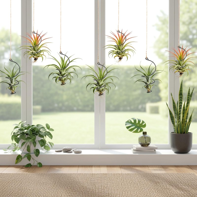 Xelsluthe 12 Pcs Air Plants Live Holders with Jute Ropes,