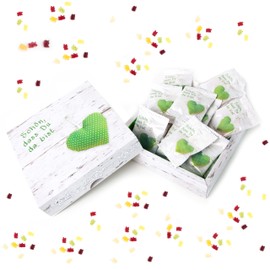 Logbuch-Verlag Gift Box Filled with 25 "Schön dass du da bist" Give-Aways for Guests Christening Communion Wedding Green White