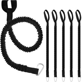 CeaHoify 6 Pieces Kayak Paddle Leash Adjustable Kayak Coiled Rod Leash Lanyard,Kayak Accessories Black