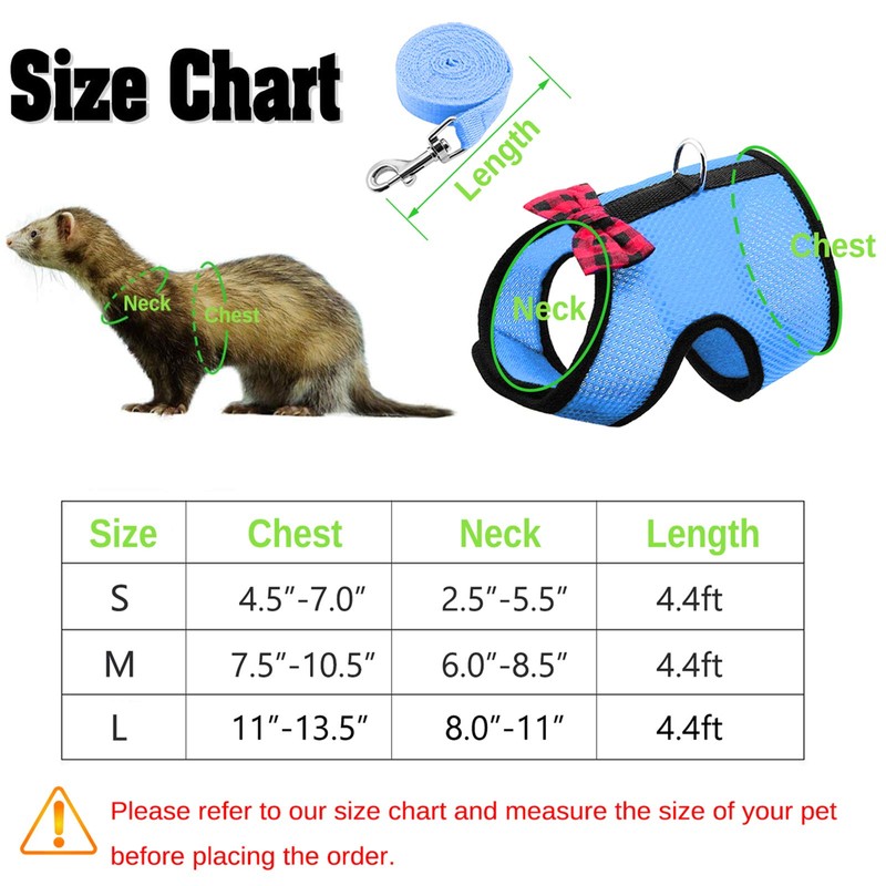 Rypet Small Animal Harness and Leash - Soft Mesh Small