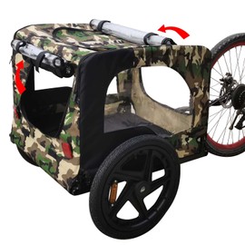 HomVent Dog Bike Trailer, Pet Bike Trailer for Small and Large Dogs, Folding Pet Carrier Wagon Folding Pet Carrier Wagon with Folding Frame Carrier and 16 Inch Wheels (Camouflage)