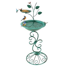 giole Pedestal Bird Bath for Outside, Modern Bird Bath with Tree Art Decor, 13'' Dia Metal Birdbath Bowl & Feeder for Garden, Lawn, Yard