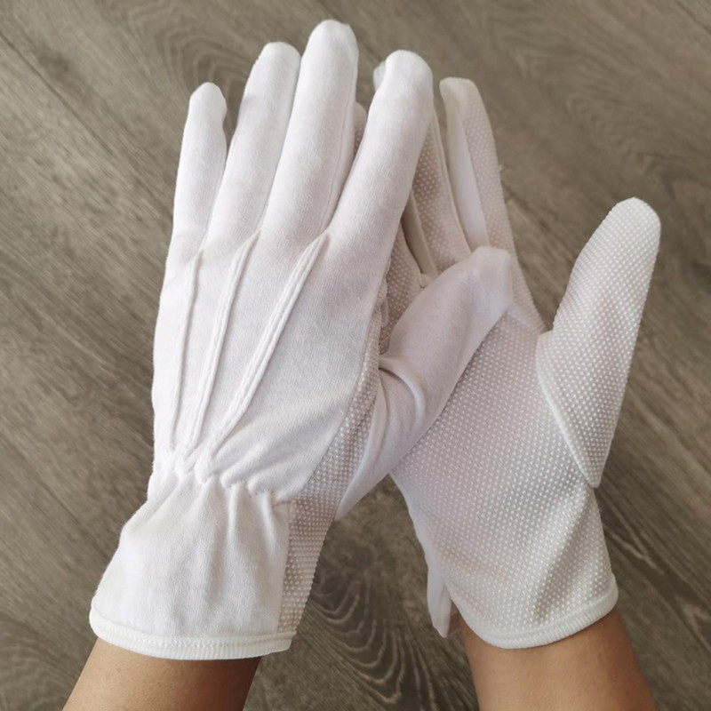NOELAMOUR White Gloves, Cotton, Non-slip, For Ceremonies, Set of 10,