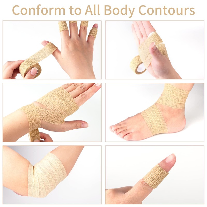 12pc-1 Inch Wide Skin Colour Elastic Self- Adhesive Bandage Finger
