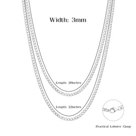 LUCKY2+7 Silver Chain for Men, 3mm Cuban Link Chains for Men Stainless Steel,Mens Necklace Chain 20 inch,Gift Box Included