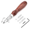 Leather Craft Tool, Leather Planer Wooden Handle Groover 5-in-1 Multifunctional
