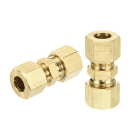 sourcing map 3Pcs Brass Compression Tube Fitting, 5/16" Tube OD x 5/16" Tube OD Connector Straight Coupling Adapter Union Fittings