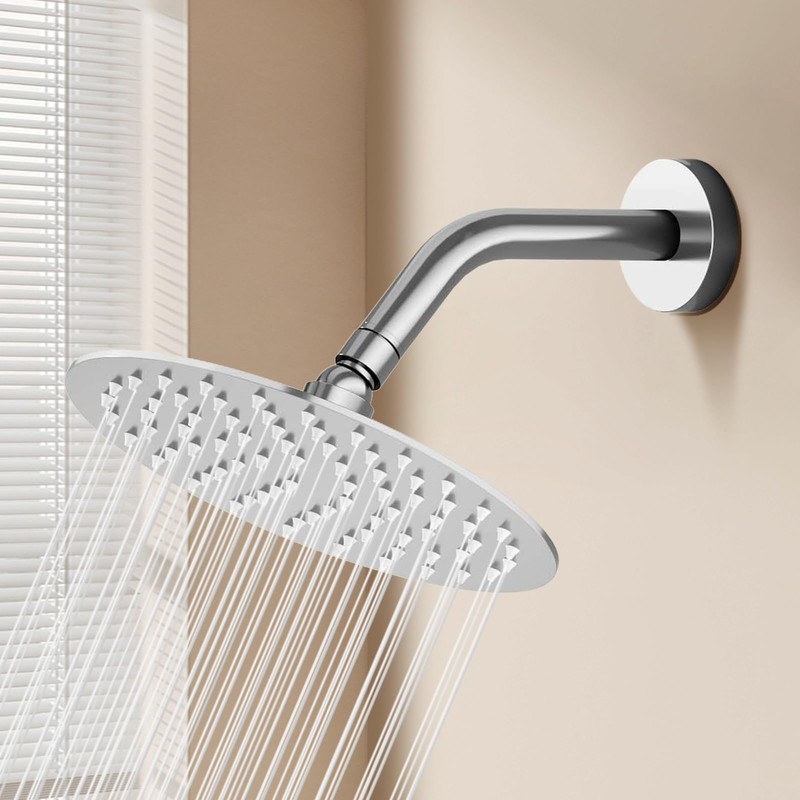 AULEEND 6 Inch Round Rain Shower head, High Flow Stainless