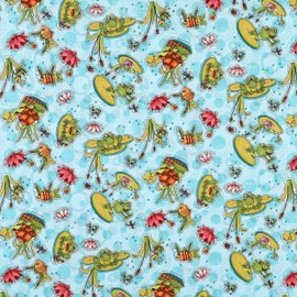 Henry Glass & Co. Henry Glass S'More Fun Outdoors Water Lily Fabric, Light Teal
