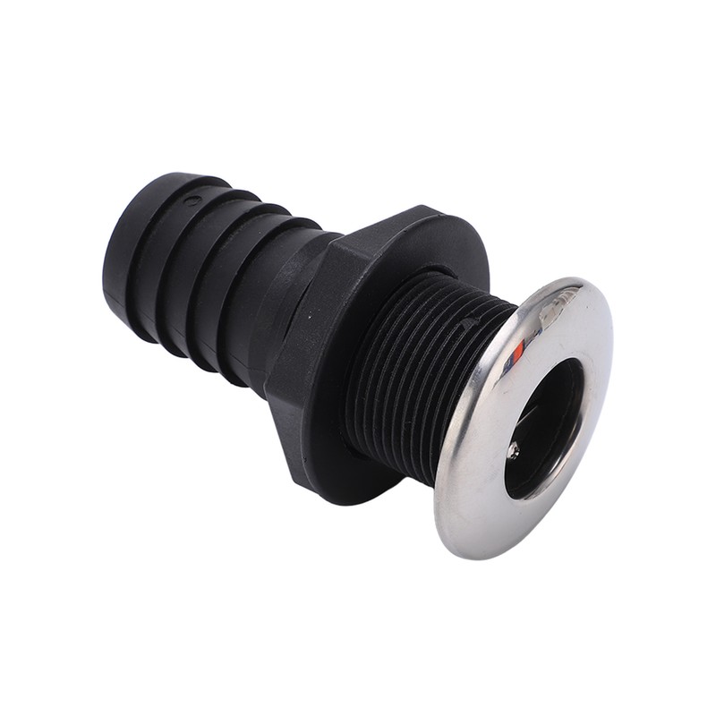 1 1/2in Through Hull Drain Straight Black with Stainless Steel