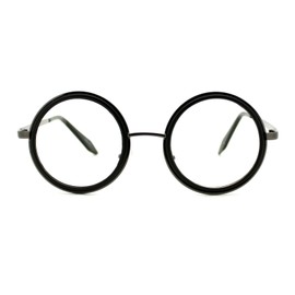 PASTL Double Rim Clear Lens Glasses Side Cover Round Frame UV 400 Matte Black Gunmetal