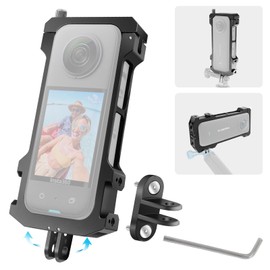 REYGEAK Aluminum Frame Cage for Insta360 One X3, Ultra Light Protective case/Shell/housing Accessories for Insta 360 X3 Double Cold Shoe Interface with 1/4" Threads Cold Shoe Mount Folding Fingers