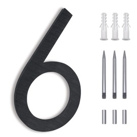 8 Inch House Numbers For Outside modern,Address Numbers For Houses Number For Address On House Metal Black Large Modern House Number Door Numbers For House Floating Flush Mount Aluminum Black Number 6